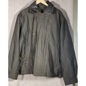 Rainforest Jacket Coat Leather Trim Mens‎ - L Zip Out Liner